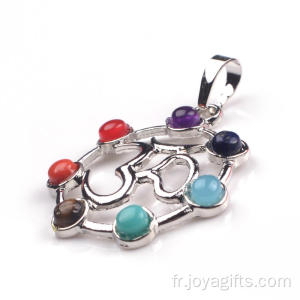 Cage pendentif couleur 7 Chakra pierres précieuses Yoga pendentif en argent en gros